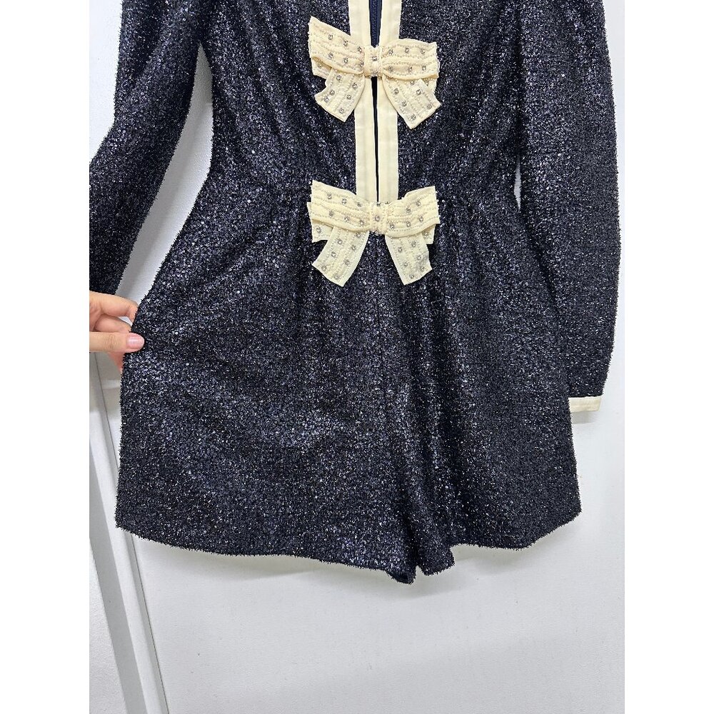 SALONI Glittering Black Jumpsuit with Cream Accents - Picture 8 of 16